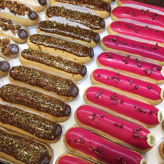 Prise de vue des éclairs de la célèbre patisserie de Christophe Adam, Eclair de Génie à Paris Prise de vue des éclairs de la célèbre patisserie de Christophe Adam, Eclair de Génie à Paris